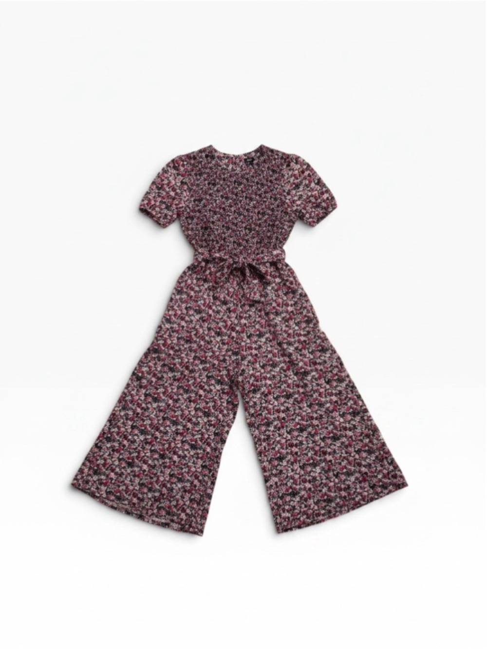 Molly Malloy Floral Tie-Waist Wide-Leg Jumpsuit in Burgundy Size 16 - Picture 2 of 11